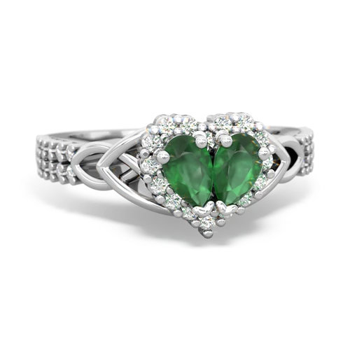 Emerald Genuine Emerald with Genuine Emerald Celtic Knot Engagement ring Ring