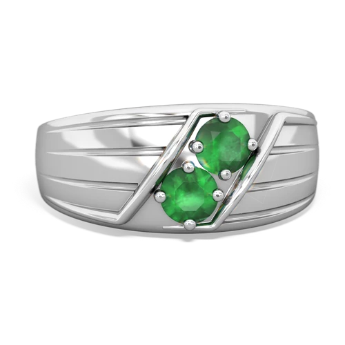 Emerald Genuine Emerald with Genuine Emerald Art Deco Men's ring Ring