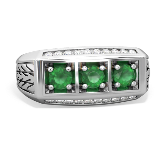 lab emerald-turquoise three stone ring