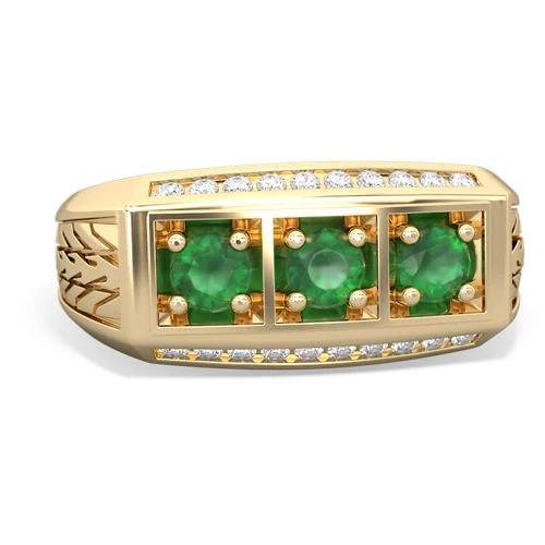 lab emerald-amethyst three stone ring