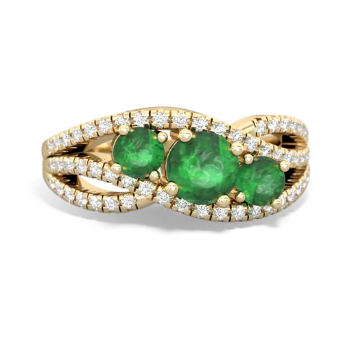 peridot-alexandrite three stone pave ring