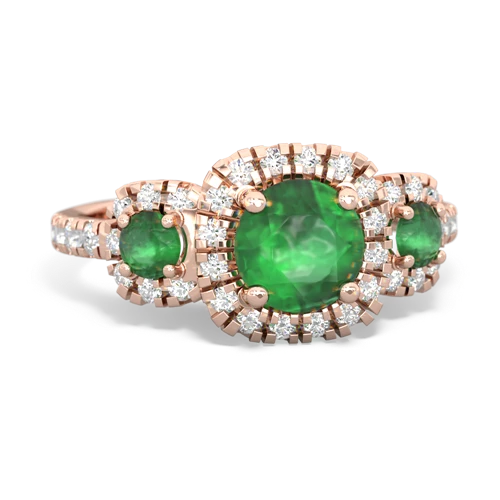 lab emerald-white topaz three stone regal ring