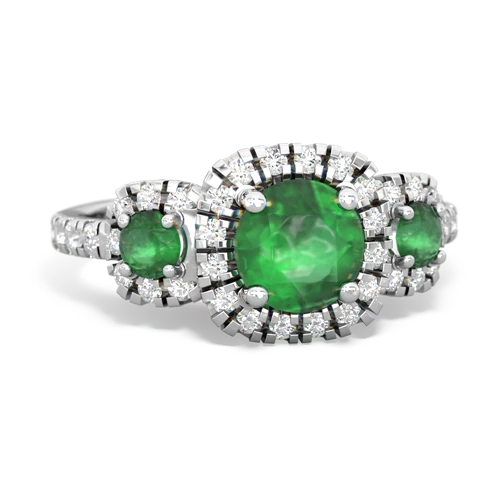 opal-lab emerald three stone regal ring
