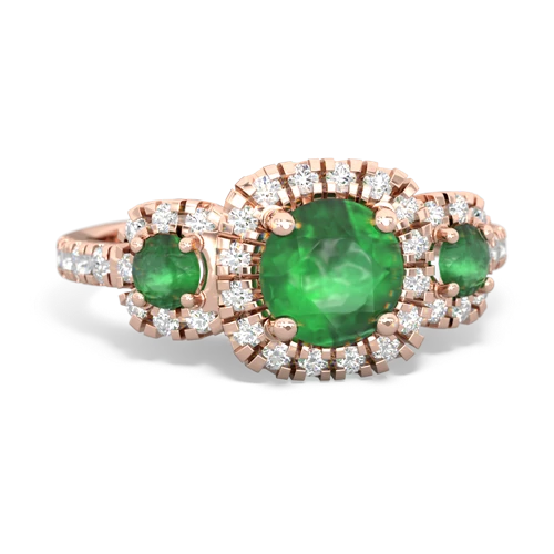 lab emerald-blue topaz three stone regal ring