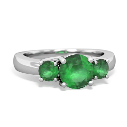 Emerald Genuine Emerald with Genuine Emerald and  Three Stone Trellis ring Ring