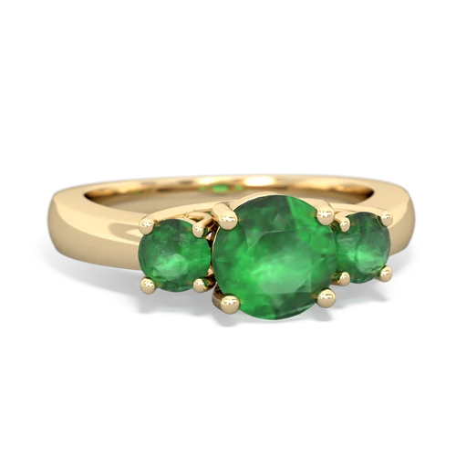 Emerald Genuine Emerald with Genuine Emerald and Genuine Amethyst Three Stone Trellis ring Ring