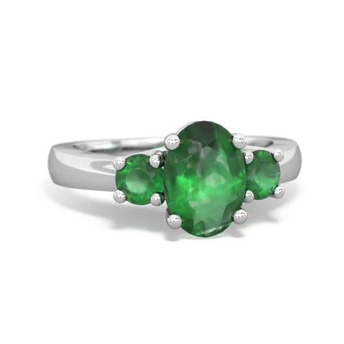 Emerald Genuine Emerald with Genuine Emerald Three Stone Trellis ring Ring