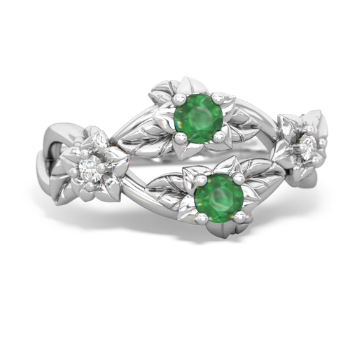 Emerald Genuine Emerald with Genuine Emerald Sparkling Bouquet ring Ring