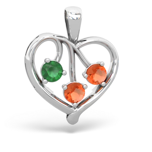 emerald-fire opal love heart pendant
