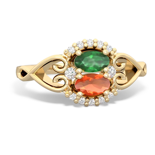 emerald-fire opal antique keepsake ring
