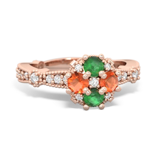 emerald-fire opal art deco engagement ring
