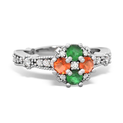 emerald-fire opal art deco engagement ring