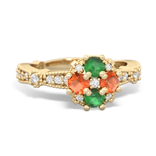 emerald-fire opal art deco engagement ring