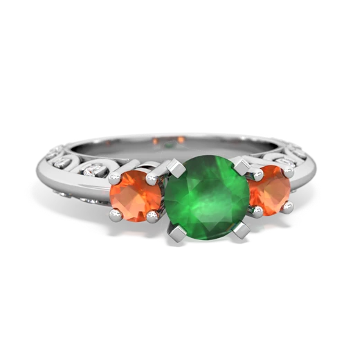 emerald-fire opal engagement ring