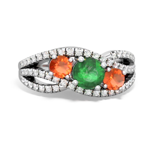 emerald-fire opal three stone pave ring