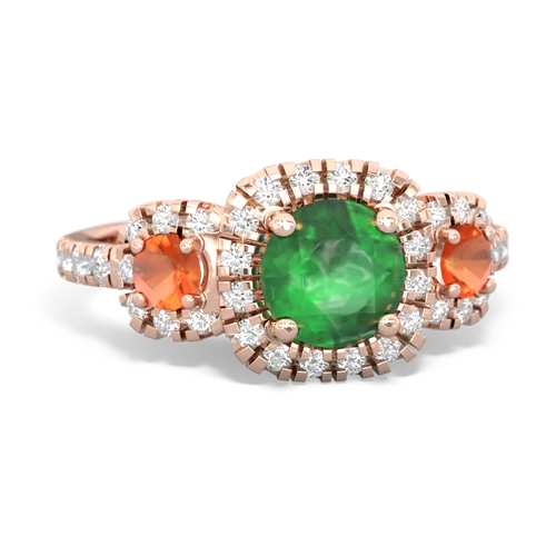 emerald-fire opal three stone regal ring