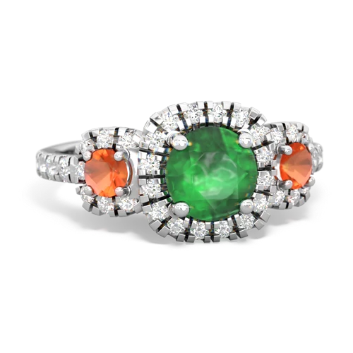 emerald-fire opal three stone regal ring