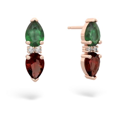 emerald-garnet bowtie earrings