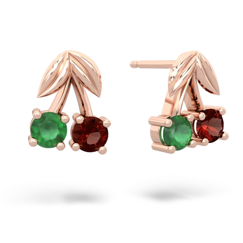 emerald-garnet cherries earrings