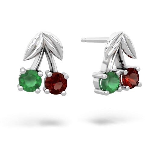 emerald-garnet cherries earrings