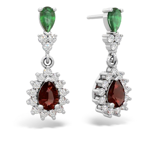 emerald-garnet dangle earrings