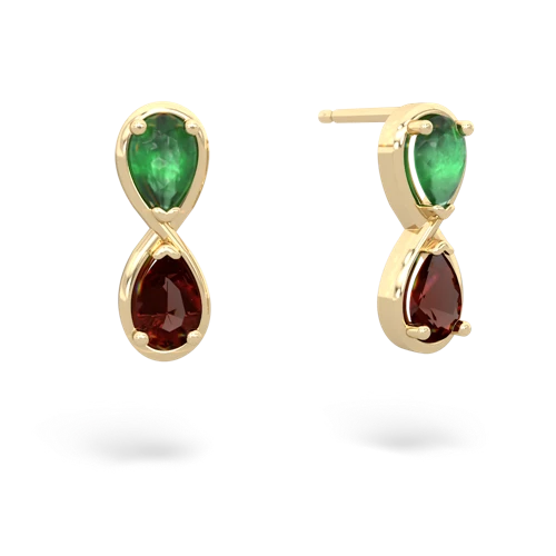 emerald-garnet infinity earrings