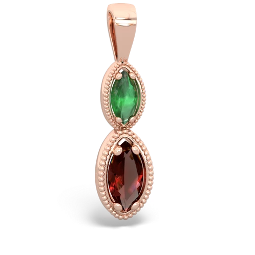 emerald-garnet antique milgrain pendant