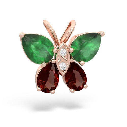 emerald-garnet butterfly pendant