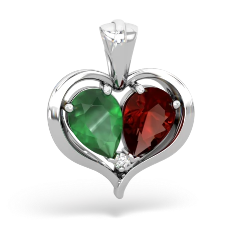 emerald-garnet half heart whole pendant