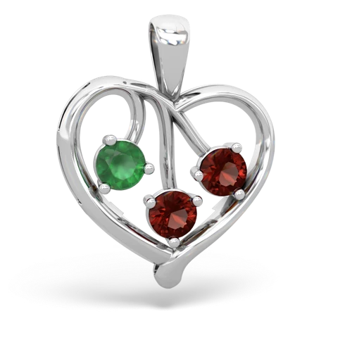 emerald-garnet love heart pendant