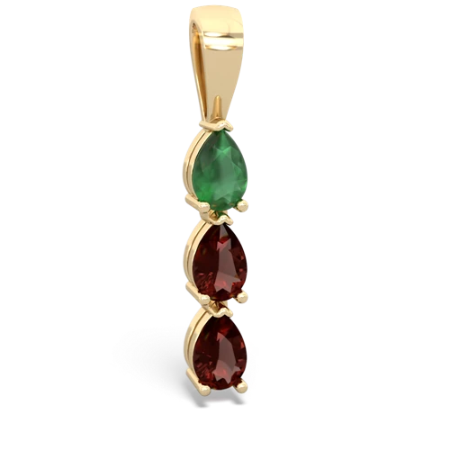 emerald-garnet three stone pendant