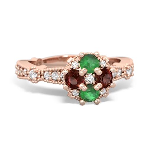 emerald-garnet art deco engagement ring