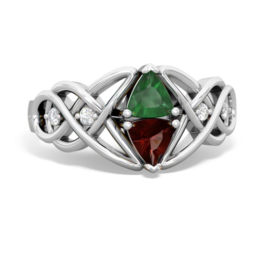 emerald-garnet celtic knot ring