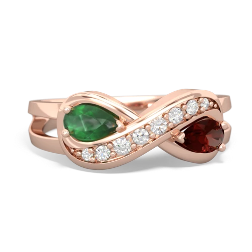 emerald-garnet diamond infinity ring