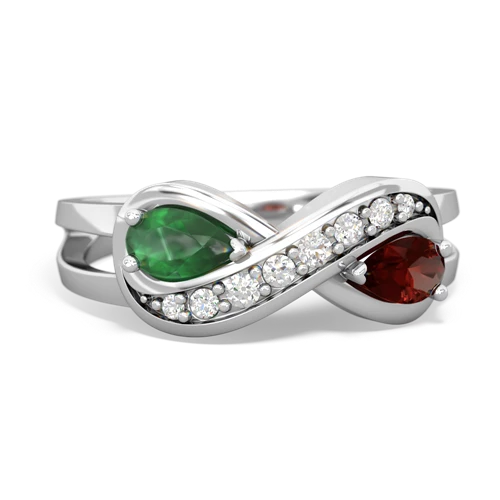 emerald-garnet diamond infinity ring