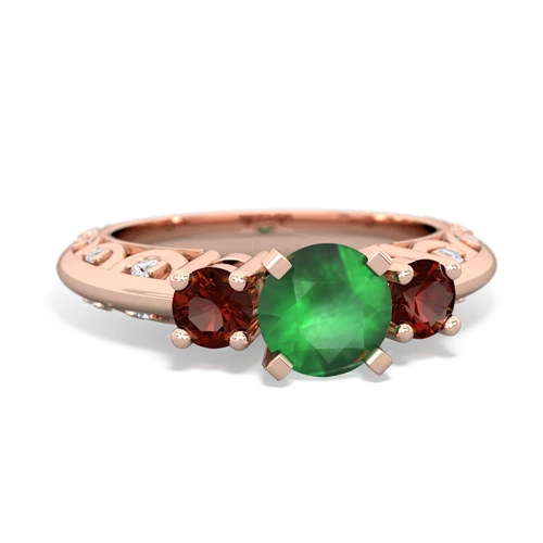 emerald-garnet engagement ring