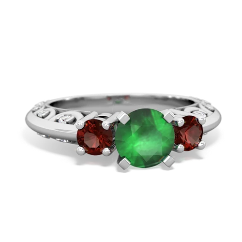 emerald-garnet engagement ring