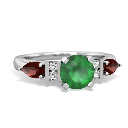 Emerald Genuine Emerald with Genuine Garnet and Lab Created Emerald Engagement ring Ring