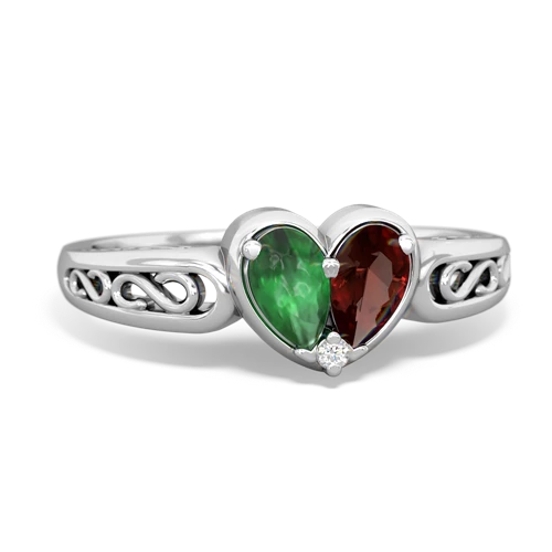 emerald-garnet filligree ring