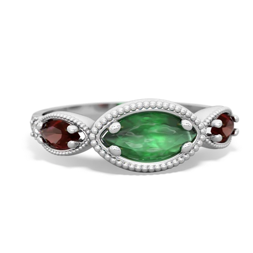 emerald-garnet milgrain marquise ring