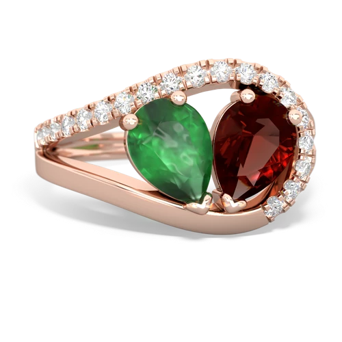 emerald-garnet pave heart ring