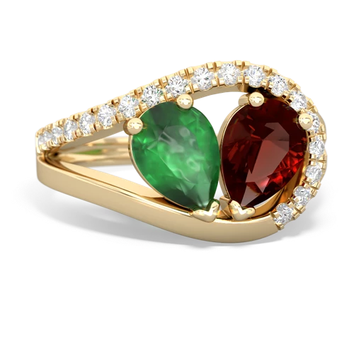 emerald-garnet pave heart ring