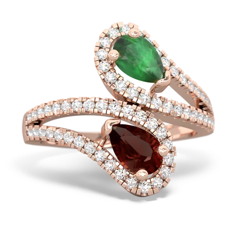 emerald-garnet pave swirls ring