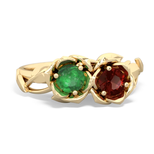 emerald-garnet roses ring
