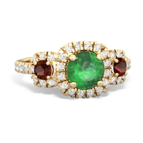 Emerald Genuine Emerald with Genuine Garnet and Genuine White Topaz Regal Halo ring Ring
