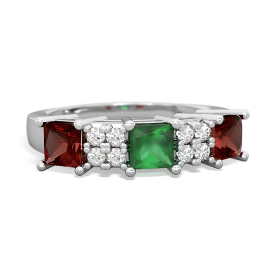 Emerald Genuine Emerald with Genuine Garnet and Genuine Emerald Three Stone ring Ring