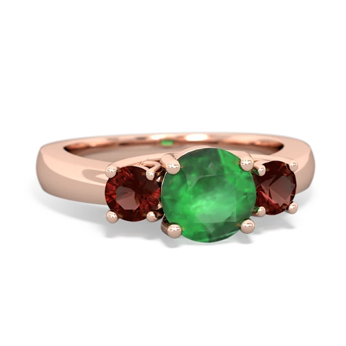 Emerald Genuine Emerald with Genuine Garnet and Genuine Peridot Three Stone Trellis ring Ring