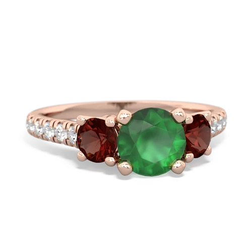 Emerald Genuine Emerald with Genuine Garnet and Genuine Emerald Pave Trellis ring Ring