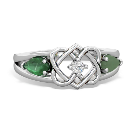 emerald-jade double heart ring