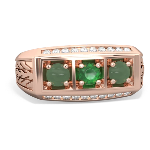 emerald-jade three stone ring